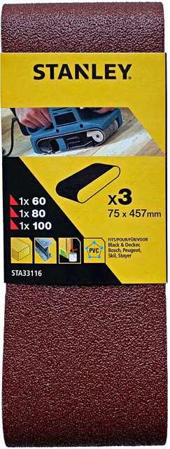 STANLEY STA33116 brusný pás 75x457mm (3 ks)