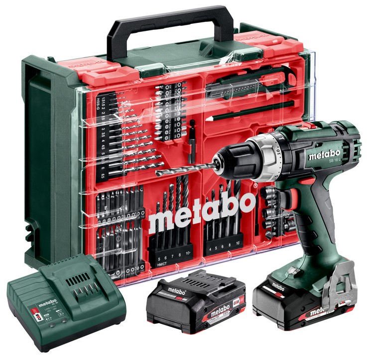 METABO BS 18 L Set (2x2Ah) aku příklepová vrtačka + mobilní dílna