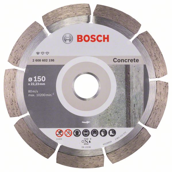 Diamantový segmentový řezný kotouč Bosch Standard for Concrete ø 150x22