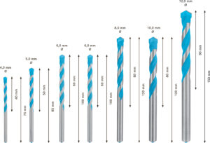 Sada víceúčelových vrtáků CYL-9 Bosch EXPERT MultiConstruction Dostupné varianty: 7dílná sada víceúčelových vrtáků CYL-9 Bosch EXPERT MultiConstruction 4/5/6/6/8/10/12 mm