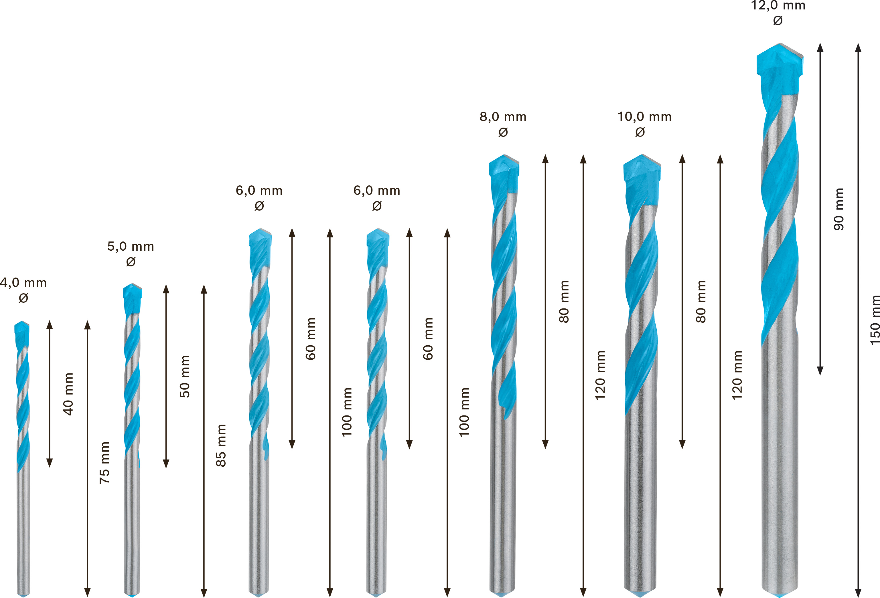 Sada víceúčelových vrtáků CYL-9 Bosch EXPERT MultiConstruction Dostupné varianty: 7dílná sada víceúčelových vrtáků CYL-9 Bosch EXPERT MultiConstruction 4/5/6/6/8/10/12 mm